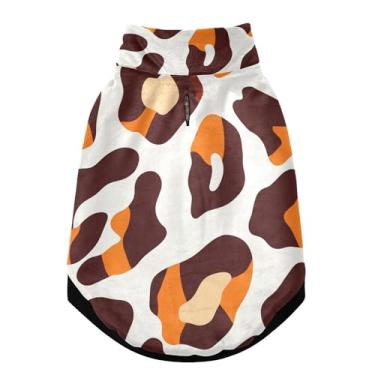 Imagem de SEHANY Casaco de cachorro marrom com estampa de leopardo para cães pequenos, superquente à prova de vento, jaqueta de inverno macia e aconchegante para clima de neve fria com coleira para animais de