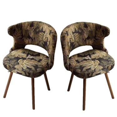 Imagem de Cadeiras de jantar giratórias de 360°, cadeira estofada com apoio de braço e encosto vazado, pernas grossas de madeira maciça, 150 kg, 2 peças