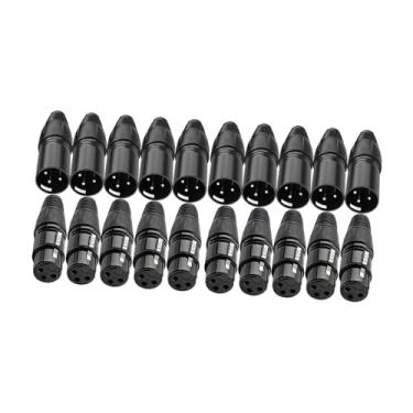 Imagem de Dynwave Conector de cabo de microfone macho/fêmea XLR, adaptador de fácil instalação, acessórios para plugue de áudio de microfone para apresentações ao vivo, Preto 20 Peças