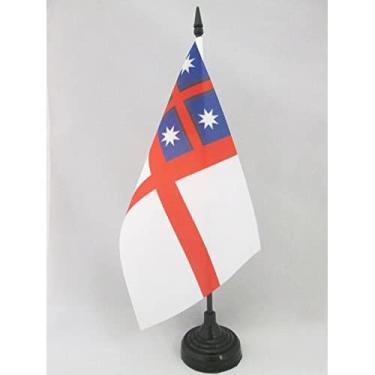 Imagem de Bandeira de mesa das tribos unidas da Nova Zelândia 12 cm x 20.3 cm - bandeira de mesa da confederação das tribos Maori 21 x 14 cm - Bastão e base de plástico preto - AZ FLAG