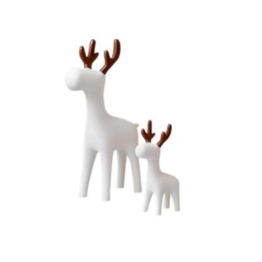 Imagem de Conjunto de Decoração de Rena Branca com Chifres Marrons, 2 Peças, Tema Natalino, Ornamento de Mesa