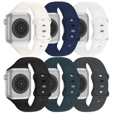 Imagem de Pacote com 6 pulseiras esportivas compatíveis com Apple Watch Series SE 11, 10, 9, 8, 7, 6, 5, 4, 3, 2 e 1 de 38 mm, 40 mm, 40 mm, 41 mm, 44 mm, 49 mm e 46 mm, para homens e mulheres (cinza escuro