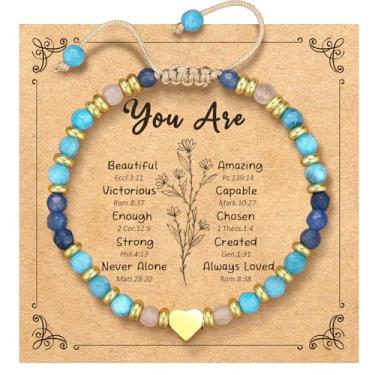 Imagem de yupoxiu Presentes inspiradores para mulheres aniversário - pulseiras de pedra natural curativa, presentes pensando em você ficar bem logo presentes para mulheres, amigas, irmãs, One Size, Pedra, Sem