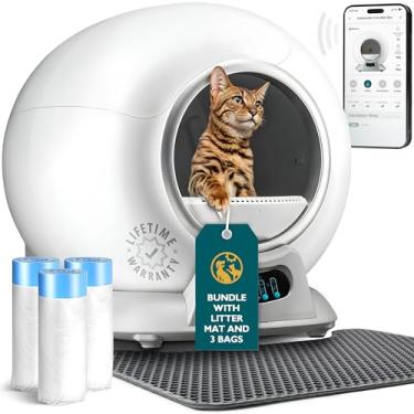 Imagem de PetCove Caixa de areia autolimpante com sensores de segurança automáticos para vários gatos - Caixa de areia automática para gatos autolimpante - Remoção de odor coberta com controle de aplicativo