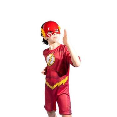 Imagem de Fantasia Infantil Premium The Flash Roupa com Capa e Máscara - NOVABRI