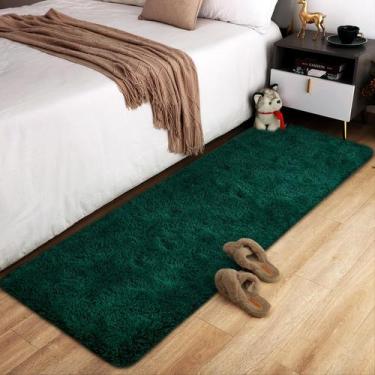Imagem de Alfombra Runner de Peluche Merelax 61x244 cm Verde Oscuro Suave Antide