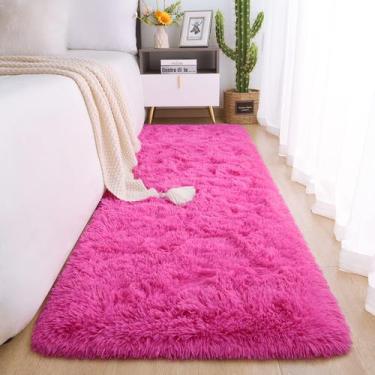 Imagem de Alfombra Pasillera de Peluche Suave Chicrug Rosa Fucsia 61x152 cm