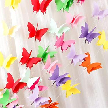 Imagem de Decorações de festa em papel de borboleta arco-íris - Decorações de aniversário, decorações de festa de aniversário, decorações de festa, decorações de casamento, decorações de chá de panela, decorações de aniversário para a primeira