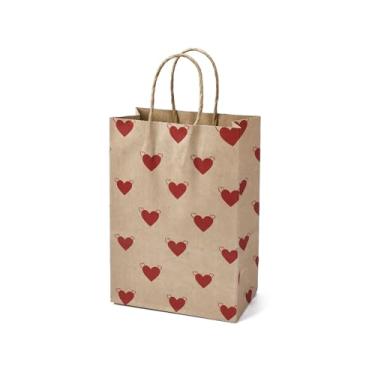 Imagem de 10 sacos de papel de coração para dia dos namorados, 21 x 15 x 8 cm, saco de presente com alça para embrulhar joias, caixa de presente, roupas, casamentos, aniversários, sacos de papel (21 x 15 x 8 cm