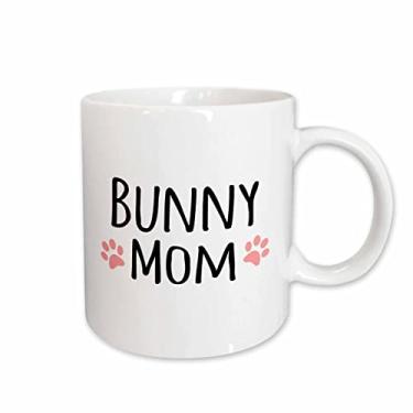 Imagem de 3dRose Bunny Mom - para amantes de coelho e donos de meninas - com lindas estampas de patas rosa - Caneca de cerâmica, 443 ml