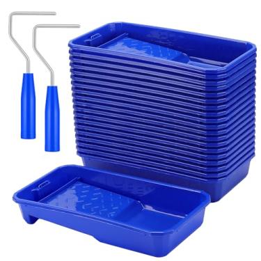Imagem de MUKLEI Conjunto de 22 bandejas de pintura de 10 cm, conjunto de 20 bandejas de rolo de pintura com 2 molduras de rolo de tinta, forro de bandeja de pintura para reforma doméstica, pintura de paredes e