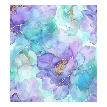Imagem de Qilmy Pintura aquática flores silvestres capa magnética para máquina de lavar louça, 58 x 66 cm, capa decorativa para geladeira para porta da frente, adesivo magnético, máquina de lavar, painel de