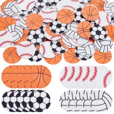 Imagem de SOFPLATE 1 caixa 120 peças de adesivos de espuma de bola de 5 cm/1,97 pol. Adesivos esportivos de espuma esportiva, basquete, futebol, beisebol, voleibol, designs mistos, decalques para artesanato