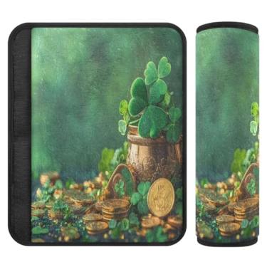 Imagem de Burbuja Capa para cinto de segurança de carro St. Patrick Clover Protetor de cinto de segurança de carro macio confortável para alça de ombro de assento de carro, 1 par pequeno