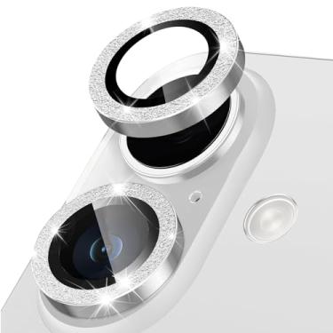 Imagem de Happtkey Protetor de lente de câmera para iPhone 17, anel de metal de liga de alumínio individual com glitter, protetor de tela de vidro temperado 9H, protetor de tela de luxo HD antiarranhões
