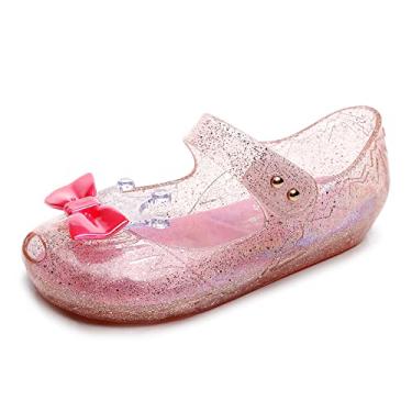 Imagem de OMGard Jelly Sapatos para meninas, sandálias rasteiras para cosplay de princesas, transparentes, geleias Mary Janes com laço/coroa, rosa, 21