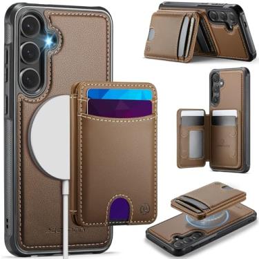 Imagem de WJXEXRS Capa carteira para Samsung Galaxy S25 FE, capa de couro PU 2 em 1 requintada/antiarranhões fina à prova de choque/capa de celular com carregamento magnético para Samsung Galaxy S25 FE de 6,6