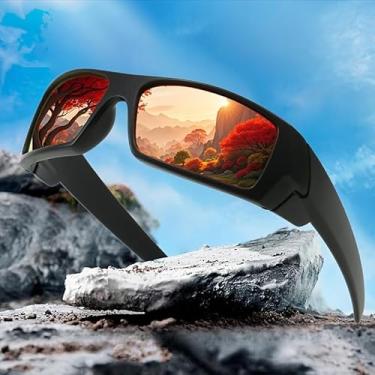 Imagem de Óculos de sol esportivos masculinos polarizados HD - armação ampla (> 139 mm), design de armação cruzada, caminhada/pesca/ciclismo/dirigir ao ar livre