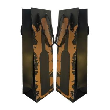 Imagem de Kit 2 Sacolas Garrafa Vinho Champagne - Silhueta Garrafa - VMP