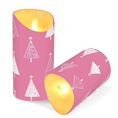 Imagem de ATTX Pacote com 2 velas de árvore de Natal sem chama – Velas LED de 7,6 cm x 15 cm com controle remoto e temporizador para casa, casamento, decoração de acampamento #69