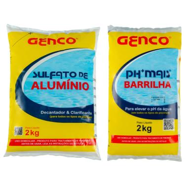Imagem de Kit Genco Piscina Sulfato Aluminio e Barrilha PH+ Elevador Ph 2Kg