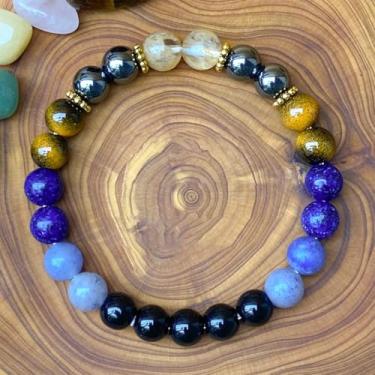 Imagem de Pulseiras elásticas com contas para mulheres ametista azul aventurina obsidiana pulseira para equilíbrio mental joia presente para tranquilidade, One Size, Pedra, Sem Pedra Preciosa