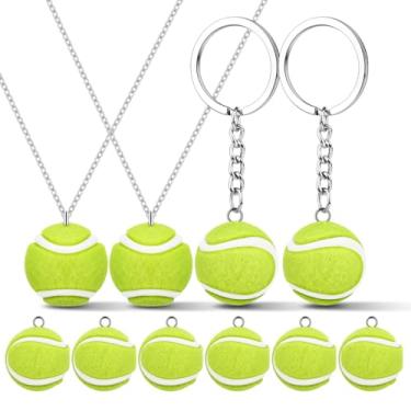 Imagem de BESPORTBLE 10 pingentes de mini bola de tênis flocagem de pingentes de bola esportiva para artesanato de joias faça você mesmo, chaveiro, colar, pulseira, acessórios para fabricação de 2,5 cm