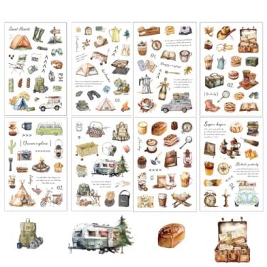 Imagem de 8 folhas 146 peças de sobremesa vintage com tema de café Washi adesivos adesivos estéticos pequenos para adultos copos diário scrapbook parede garrafas de água planejador recipiente de carro envelope