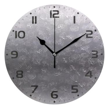 Imagem de JUZIHAI Relógio de parede prateado silencioso, sem tique-taque, relógios de parede redondos operados por bateria, fácil de ler, relógio decorativo de parede para casa, cozinha, sala de estar, quarto