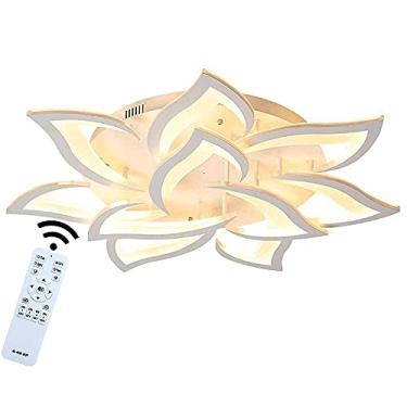Imagem de Luminária de teto LED moderna e regulável com design criativo em formato de flor, ideal para sala de estar, quarto ou quarto infantil. Lustre de teto em metal acrílico com pétalas, 56W, 3920