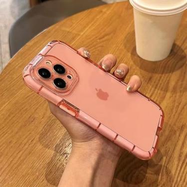 Imagem de HTVJFX Capa protetora transparente de luxo à prova de choque para iPhone 14 Pro Max (para iPhone 14 Pro Max/Y rosa)