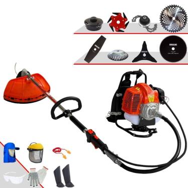 Imagem de Aparador Costal Terra GRC-430 43cc 1,7HP Com Carretel + Facas 2 Pontas, 3 Pontas, 6 Pontas, 40 Dentes Vídea, 80 Dentes, Trimmer, Escova de Aço + EPI