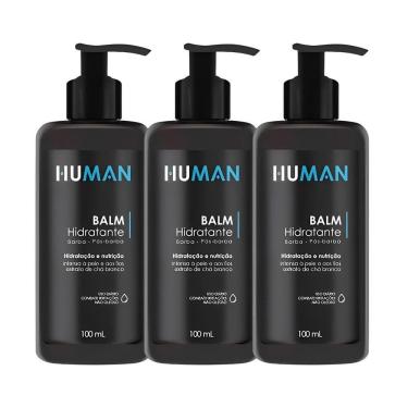 Imagem de Kit 3 Creme Balm Para Barba Hidratante Facial Pós-barba Nutrição Human 100ml