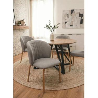 Imagem de Cadeira de Jantar Veneza Linho Cru Conjunto 2 Unidades - Brava, Cinza 