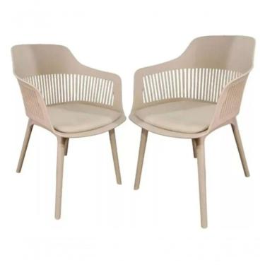 Imagem de Kit 2 Cadeiras De Jantar Estofada Marcela Montreal Nude