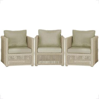 Imagem de 3 Poltronas Madri Alumínio Corda Náutica Estofado 7 Trama Rami