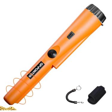 Imagem de Detector de Metal, Detetável Até Uma Profundidade de 8CM, Detector de Metais, Detetor de Metais Laranja 23 * 2 * 4CM com Luzes LED, Detetor de Alerta Duplo com Dom e Vibração, Resistente À Água