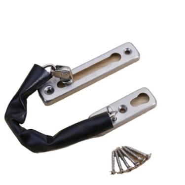 Imagem de Corrente de aço inoxidável, corrente de trinco de porta, corrente de porta, kit de corrente de fácil instalação, ferragens domésticas para armários, cercas, alojamento de viagem, portas residenciais