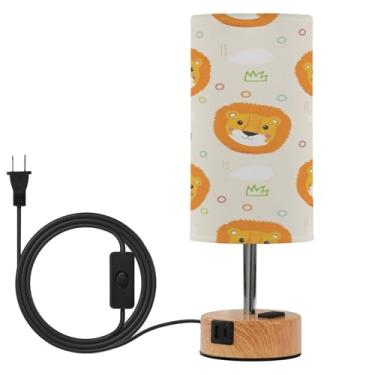 Imagem de Wassud Candeeiro de mesa de cabeceira com toque de leão fofo com 3 temperaturas de cor, luminária de mesa moderna com forro para sombra para sala de estar, quarto, escritório, berçário