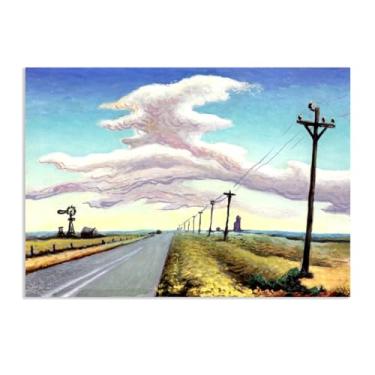Imagem de Zeichn8u Thomas Hart Benton Paintings Wall Art Texas Panhandle Route Classic Art Reproduções de arte Thomas Hart Benton Pôster em tela para sala de estar decoração de parede de casa 100 x 70 cm