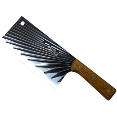 Imagem de Cutelo 30cm com Cabo de Madeira | Faca Açougueiro Profissional Inox para Carnes, Ossos e Cozinha
