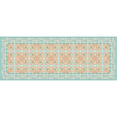 Imagem de IRI-GIRI Tapete decorativo de vinil para cozinha, linóleo, PVC, piso de azulejo, colorido, durável, antiderrapante, lavável à mão e protege pisos 160 cm x 60 cm, jardim italiano 250