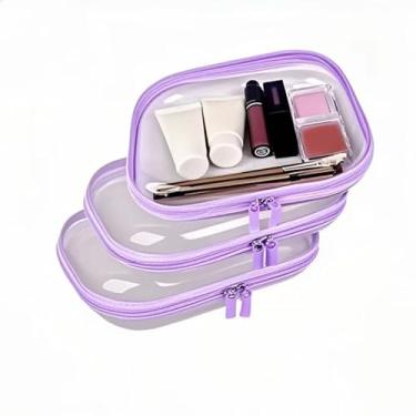 Imagem de Bolsas de armazenamento com fundo rígido, organizadores de armário estruturados e dobráveis, caixa de armazenamento portátil com fecho de zíper (roxo)