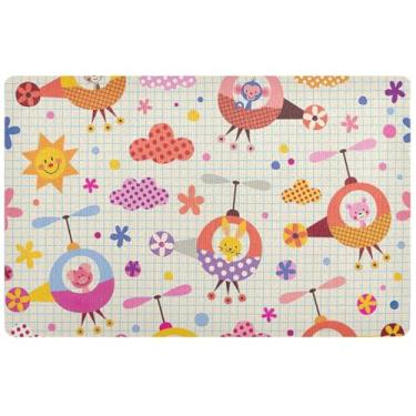 Imagem de TSENQUE Tapete de porta floral personalizado de helicópteros de animais fofos tapete de porta de entrada externa Tapete de porta frontal Welcome Matt Outdoor com suporte de borracha lavável 81 cm x 50