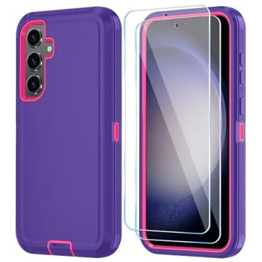 Imagem de ONOLA Capa de telefone para Samsung Galaxy S23 FE com protetor de tela HD, resistente, à prova de choque e à prova de quedas, capa de telefone de 3 camadas para Galaxy S23 FE de 6,4 polegadas, roxo