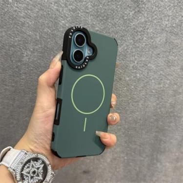 Imagem de Capa de couro PU da moda para iPhone 15 16 Plus 14 13 12 Pro Max 11 com alça de pulso e cordão magnético macio à prova de choque, verde B, para iPhone 12 Pro Max