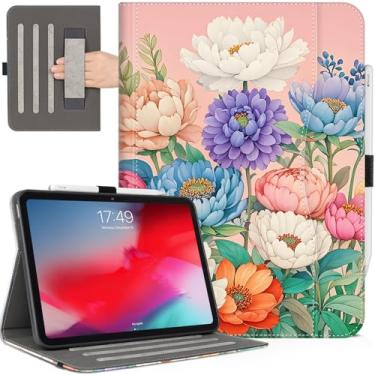 Imagem de Capa para iPad Air de 13 polegadas M3/M2, iPad Pro 12,9 6ª/5ª/4ª/3ª geração, com suporte para lápis, vista em vários ângulos, suporte ajustável à prova de choque com bolso/alça de mão/despertar