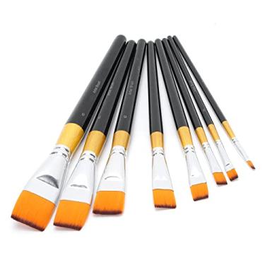 Imagem de Zerodis Conjunto de Pincéis de 8 Peças, Sem Derramamento de Cabelo de Nylon Kit de Pincéis de Ponta Plana de Aquarela de Desenho Artístico para Pintura a óleo de Guache