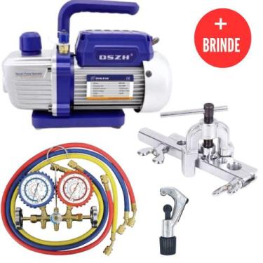 Imagem de Kit Refrigeração Com Bomba De Vácuo Manifold, Flangeador e Cortador de
