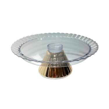 Imagem de Kit 2 Unidades Boleira Redonda Suporta Para Bolo Casamento Aniversário 23cm (Base Metalizada Dourada)